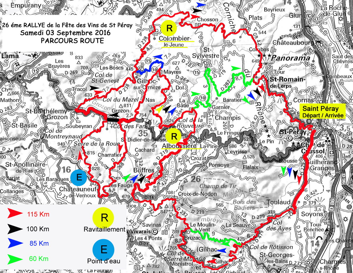parcours route du 26ème Rallye cyclo club st Péray